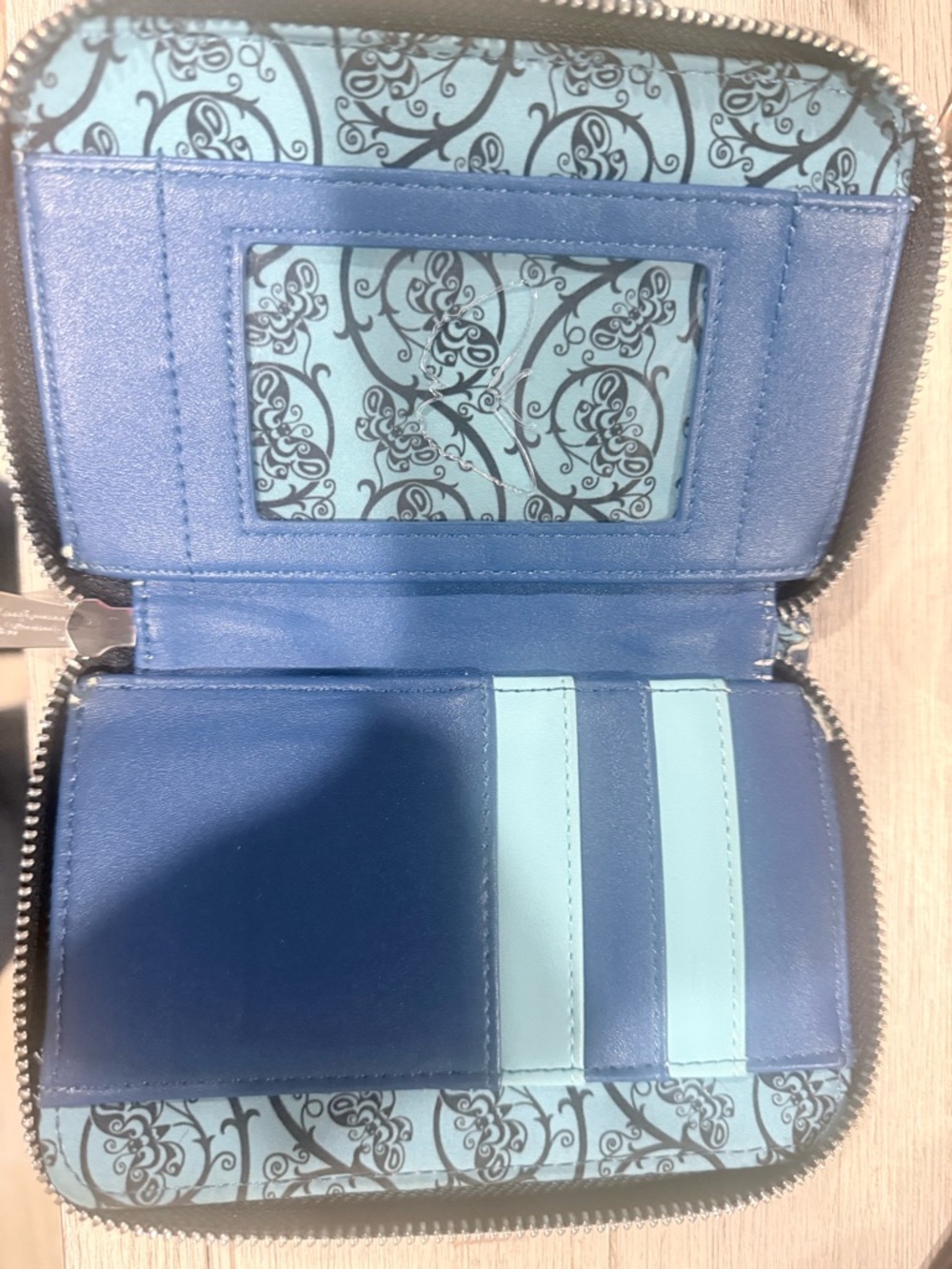 Spencer's Blue & Black Tim Burton Style Corpse Bride Zip Card Holder - Picture 3 of 3